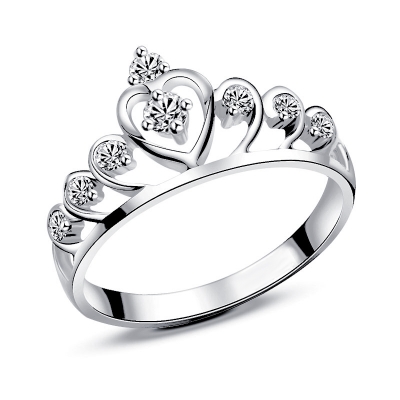Custom design high quality 3A cubic zirconia fine jewelry women 925 sterling silver crown ring