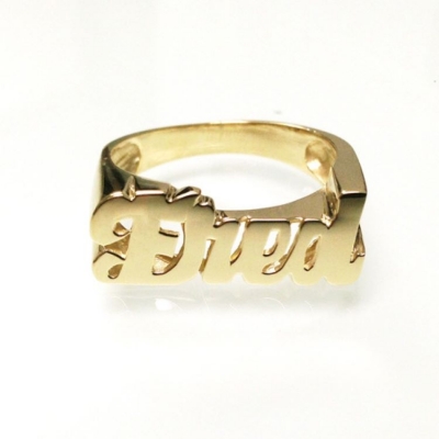 Fashion jewelry custom personalized signet letter rings real yellow gold plated ring names