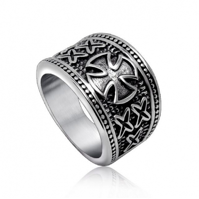 manufacture engraved design wide band ring antique vintage stainless steel mens vintage rings