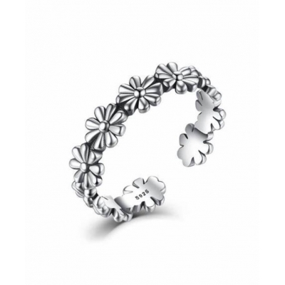 High quality jewelry custom 925 sterling silver women design daisy flower adjustable open ring