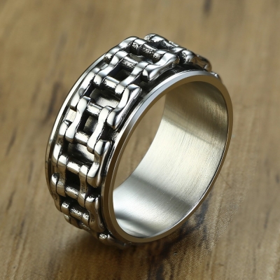 High quality stainless steel jewelry for men design custom motorcycle chain link mens biker rings