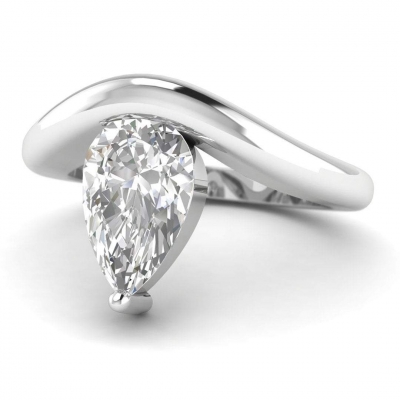 Women jewelry custom design high quality shiny moissanite pear cut gemstone 925 sterling silver pear ring