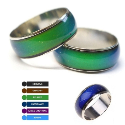 Fashion jewelry wide band men ring stainless steel custom channel inlay mood ring