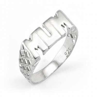 Customized high quality jewelry 925 sterling silver personalized signet mum ring