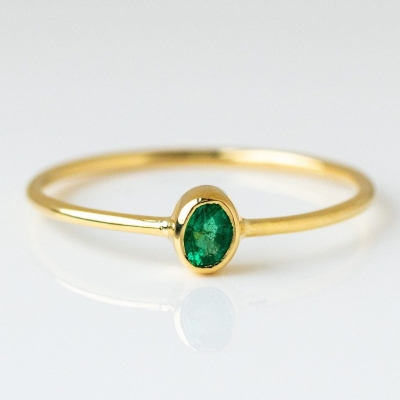 High quality gemstone jewelry real gold plated 925 sterling silver oval cut emerald ring