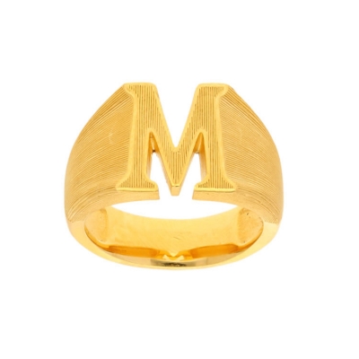 Fashion high quality jewelry real gold plated signet letter design wide band ring man