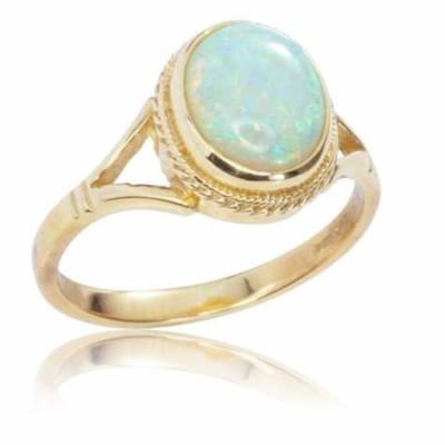 Women jewelry high quality real gold plated gemstone oval blue fire opal design ring