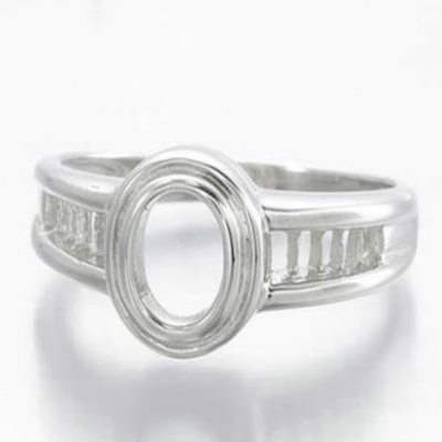 Wholesale fashion jewelry high quality 925 sterling silver rings stone set oval ring mount