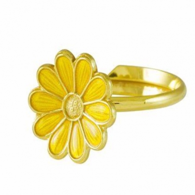 Women jewelry fashion design adjustable finger rings custom gold color enamel floral daisy ring