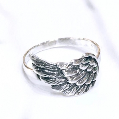 Wholesale jewelry finger rings vintage style oxidized black antique old silver angle wing ring