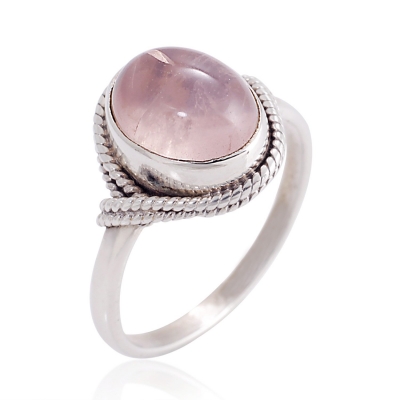 Manufacture fashion women jewelry custom oval cut pink glass 925 sterling silver ring gemstone