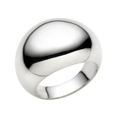 Manufacture simple design custom high quality blank mirror high polished sterling silver dome ring