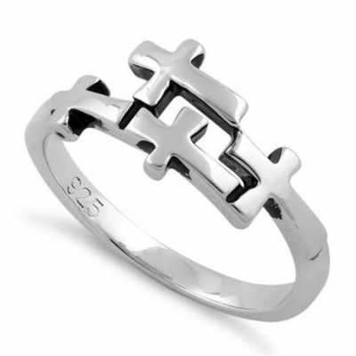 Custom personalized jewelry simple design women finger rings 925 sterling silver cross ring