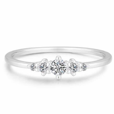 Manufacture gemstone rings cubic zirconia delicate minimalist women jewelry eternity ring silver