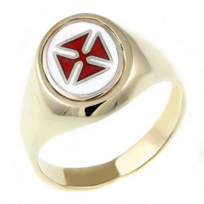 Custom enamel cross signet rings PVD real gold plated 316 stainless steel Knight Templar ring