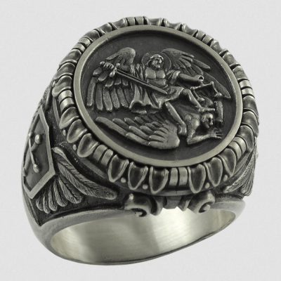 Custom men jewelry engraved signet fashion cross black antique vintage old silver Knight Templar ring