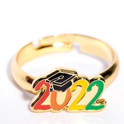Manufacture fashion jewelry real 18k gold plated rings college class gift custom graduation ring