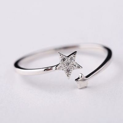 Manufacture gemstone star adjustable finger ring women jewelry cubic zirconia delicate girl rings