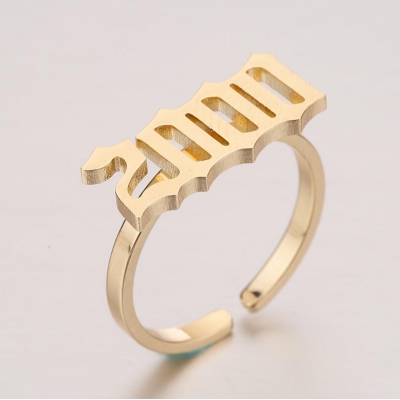 制造高质量时尚珠宝开放可调设计真正的14k 18k镀金数字戒指
