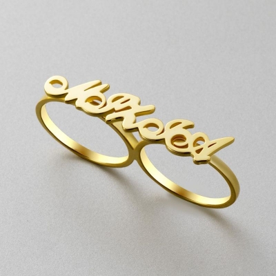 制造个性化珠宝戒指定制姓名字母时尚18k真金镀名字戒指