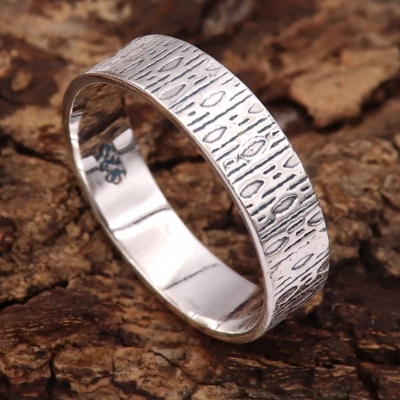 制造高品质珠宝定制设计成长年轮复古复古925纯银带戒指
