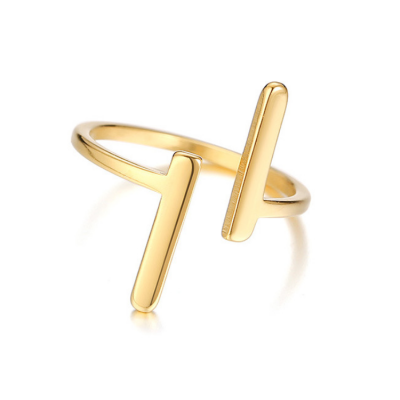 批发时尚珠宝开放可调手指戒指PVD真正的黄色镀金不锈钢戒指女性珠宝