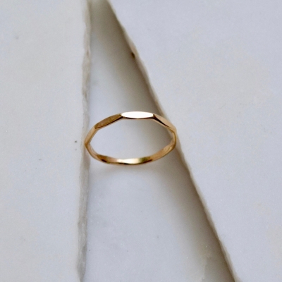 定制简单的设计极简主义手指戒指钻石切割真正的18k 14k黄金镀金精致的黄金珠宝戒指