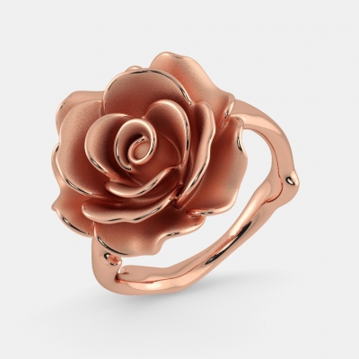 Custom high quality women jewelry unique design love romantic rose gold plated satin matte rose flower ring