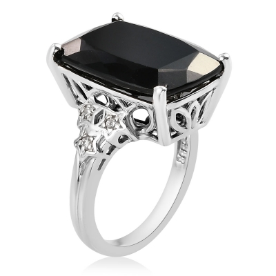 Custom gemstone jewelry high quality real 925 sterling silver black cubic zirconium black onyx ring