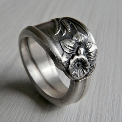 Custom vintage oxidized 925 sterling silver spoon ring unique design bohemian antique silver ring