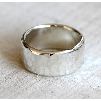 定制经典手工锤击乐队结婚戒指男人高品质925纯银厚银戒指