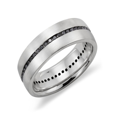 制造商拉拉砂戒指宝石黑色cz缟玛瑙镶嵌通道925纯银结婚戒指的男士