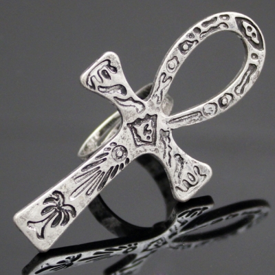 Custom high quality finger rings jewelry retro vintage silver religious ancient egyptian cross ankh ring silver