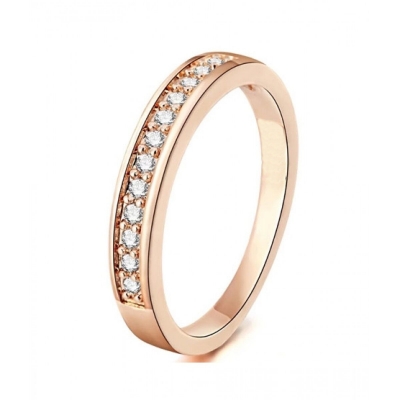 制造商宝石戒指真正的14k金颜色时尚女性珠宝半圆立方氧化锆镀金戒指