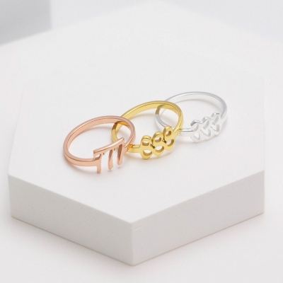 制造时尚手指戒指简单设计925纯银真实18K和银天使数字戒指