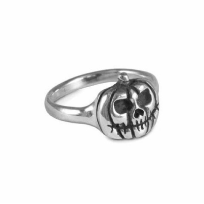 High quality oxidization 925 sterling silver rings vintage ghost skull halloween jewelry silver pumpkin ring
