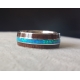 Manufacture channel core groove natural koa wood blue opal inlay high polished 316 stainless steel Polynesian ring