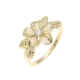 Manufacture gemstone cubic zirconia fashion jewelry satin matte plumeria hawaiian ring