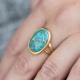 Manufacture simple design fashion jewelry custom gemstone oval cut blue turquoise ring