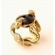 制造时尚珠宝复古真正的18k镀金黑色立方氧化锆戒指与蛇的设计