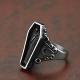 Custom halloween vampire gothic skelecton ring jewelry retro vintage black antique 925 sterling silver coffin ring