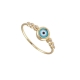 Manufacture fashion rings high quality 3A cz gemstone real gold plated jewelry mother of pearl evil eye ring