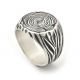 制作高品质的珠宝手工锤拉砂复古氧化925纯银图章戒指