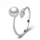 制造女性珠宝简单设计cz手指戒指高品质925纯银珍珠戒指