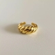 Manufacture fashion rings jewelry open adjustable real 18k gold plated wave chunky twist croissant ring