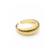 Manufacture fashion rings jewelry open adjustable real 18k gold plated wave chunky twist croissant ring