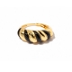 Manufacture fashion rings jewelry open adjustable real 18k gold plated wave chunky twist croissant ring