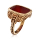 Manufacture gemstone jewelry square signet retro vintage black antique gold plated carnelian ring