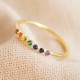 Manufacture fashion birthstone gemstone luxury women jewelry real gold plated rainbow ring