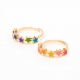 Manufacture fashion birthstone gemstone luxury women jewelry real gold plated rainbow ring
